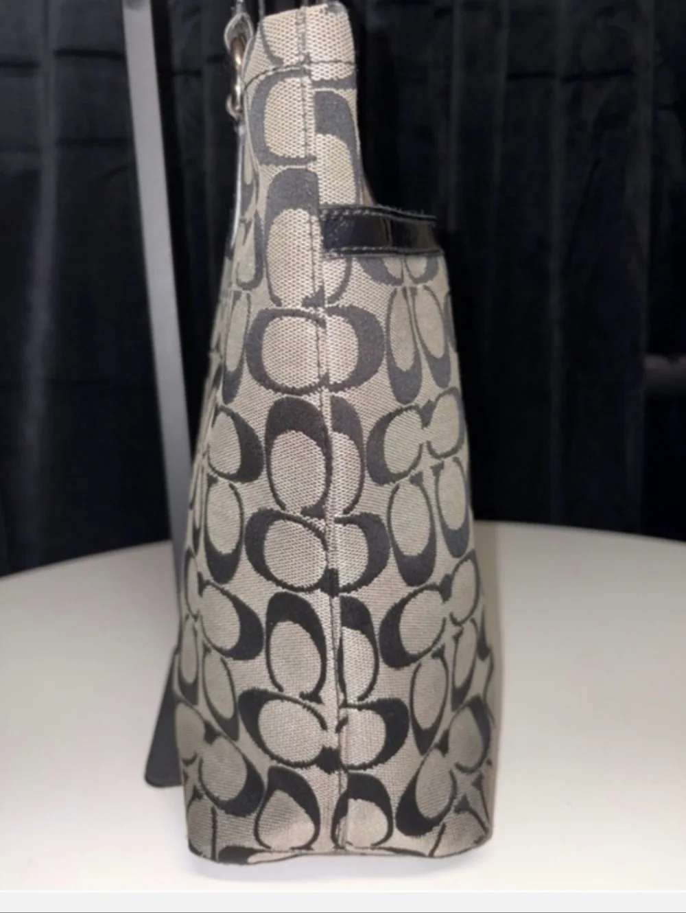 Coach Signature Canvas Tote - Black PatentLeather Trim EUC - Picture 6 of 8